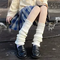 Y2K Women's Leg Warmers 40cm Lolita Long Socks Winter Wool Knitted Foot Cover Arm Warmer White Black Heap Heap Socks Boot Cuffs