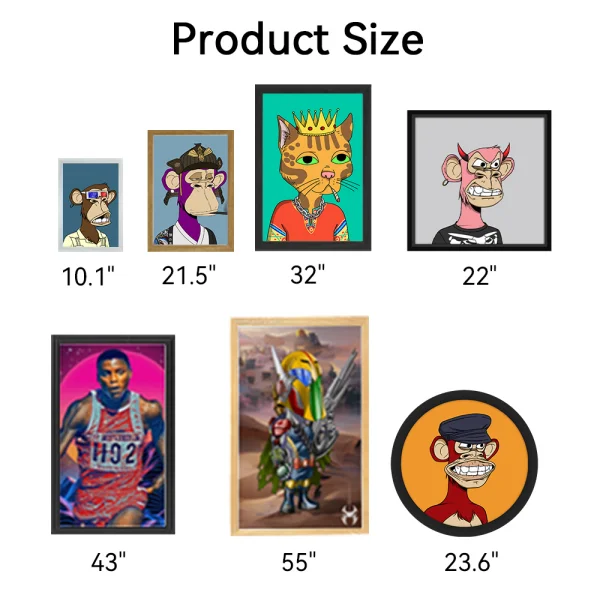 24 32 43 Inch Nft Wood Digital Photo Frame, Video Picture Playback Art Smart Picture Frame,Advertising LCD Display Screen