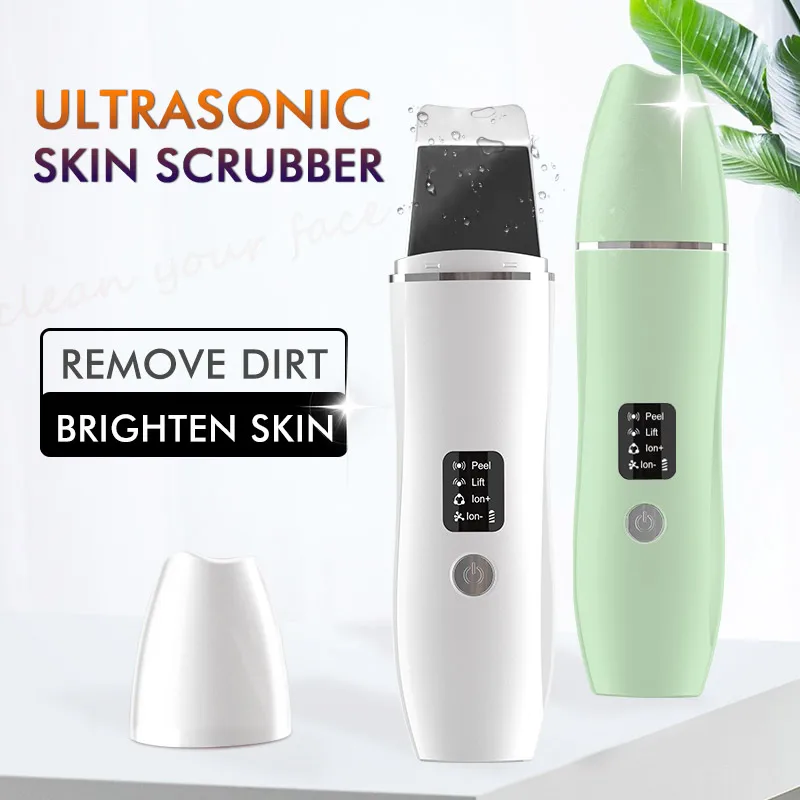 Ultrasonic Facial Shovel Scrubber Deep Pore Cleaner Blackhead Remover Acne Treatment Skin Peeling Tool Ion Cleaning Instrument