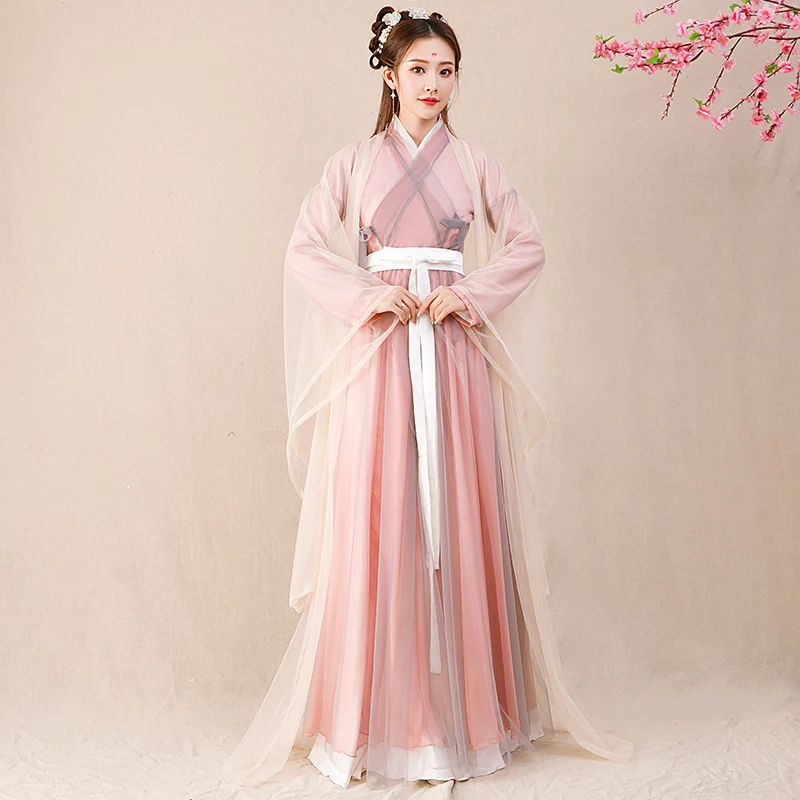 

XinHuaEase Hanfu Women Fairy Princess Chinese Traditional African Dresses Cosplay Costumes Hombre Modern Pink Wedding Dance XXXL