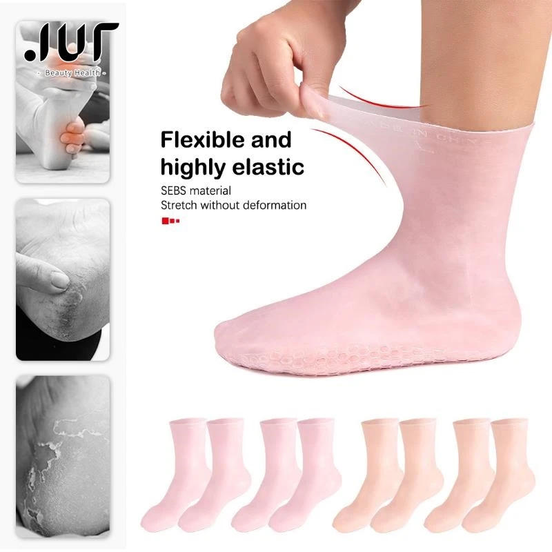 

1Pair Feet Care Socks Moisturizing Silicone Gel Heel Full Length Foot Skin Care Tools Protectors Anti-Cracking Spa Home Use