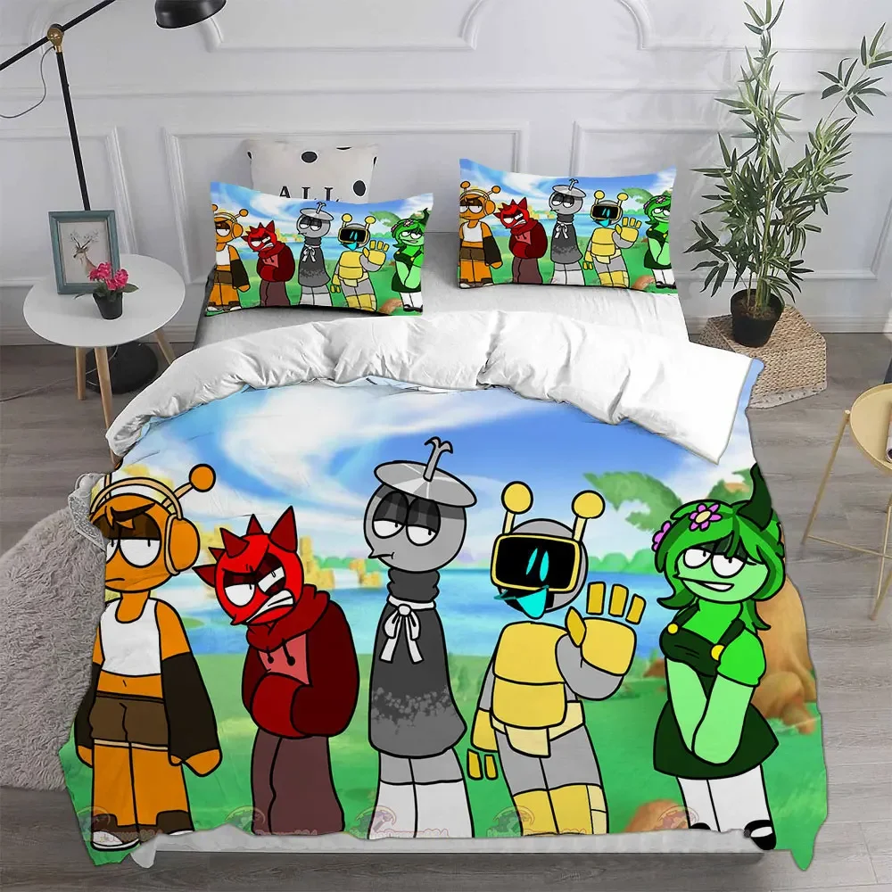 Sprunki Bedding Sets Bed Cover Comforter Duvet Cover Pillow Case 2-3 Pieces Sets Kids Adult Bedroom Decoration