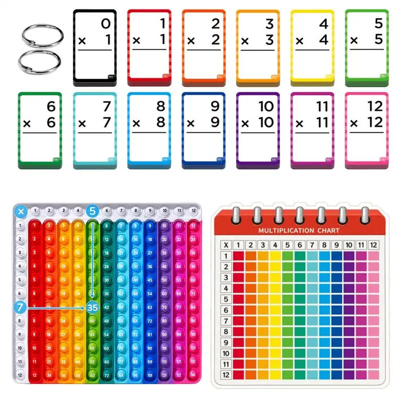 156pcs /set Multiplication Flash Cards Math Game Flash Cards Table Math Games Toy Fidget Learning Game Toy Multiplication