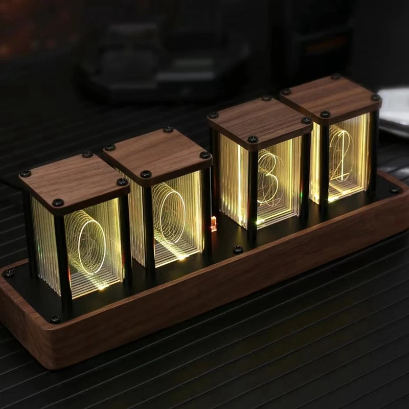 

Wood Nixie Tube Clock Walnut Digital Clock Support Wi-Fi Time Calibration, Alarm And 12/24H Display, No Assemble Required