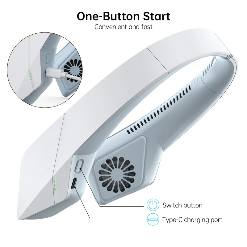 Nouveau ventilateur de cou suspendu 2026, silencieux, longue autonomie, sans pales, design tendance, moteur sans balais, rechargeable 4