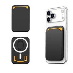 Magnetic Slot Card Holder with Magsafe Compatibility - Portable Clip Wallet (Black)
