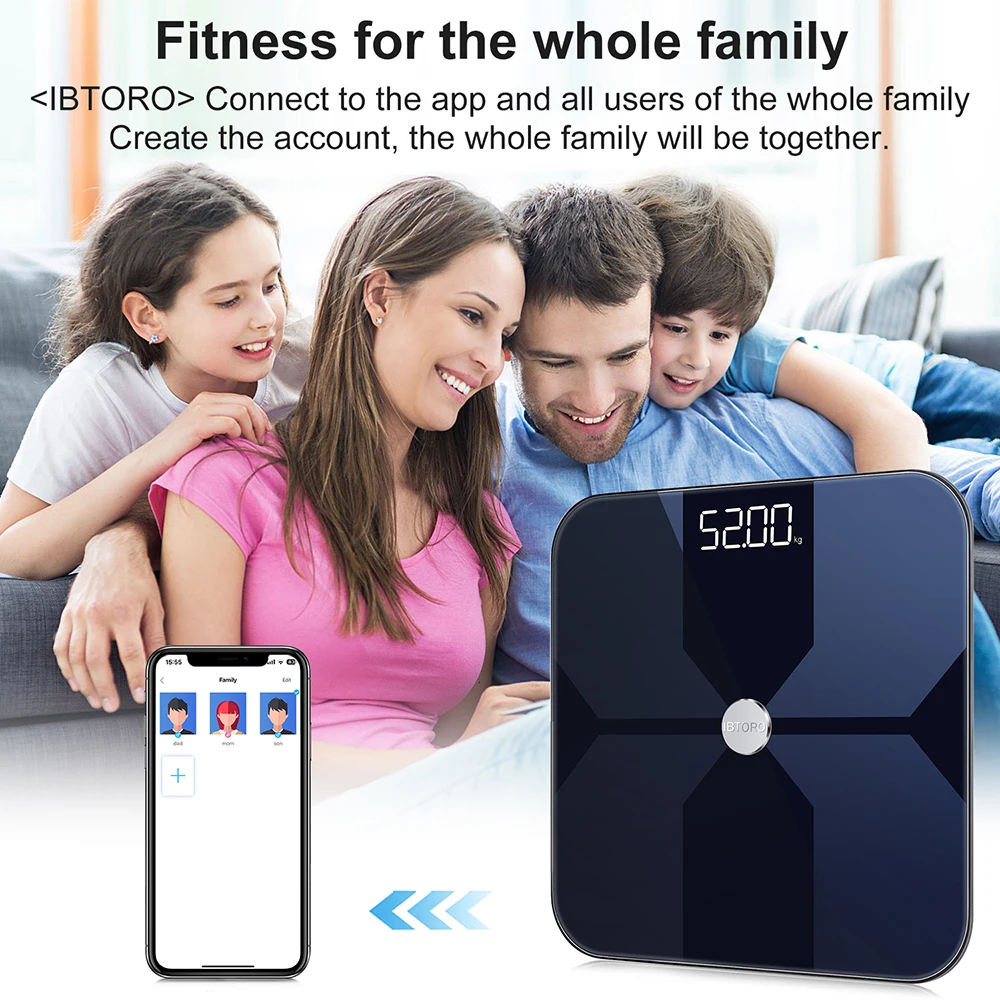 INSMART Body Fat Scale Bathroom Weight Scale Smart Wireless Digital Body Composition Analyzer With Smartphone App Bluetooth WIFI 4
