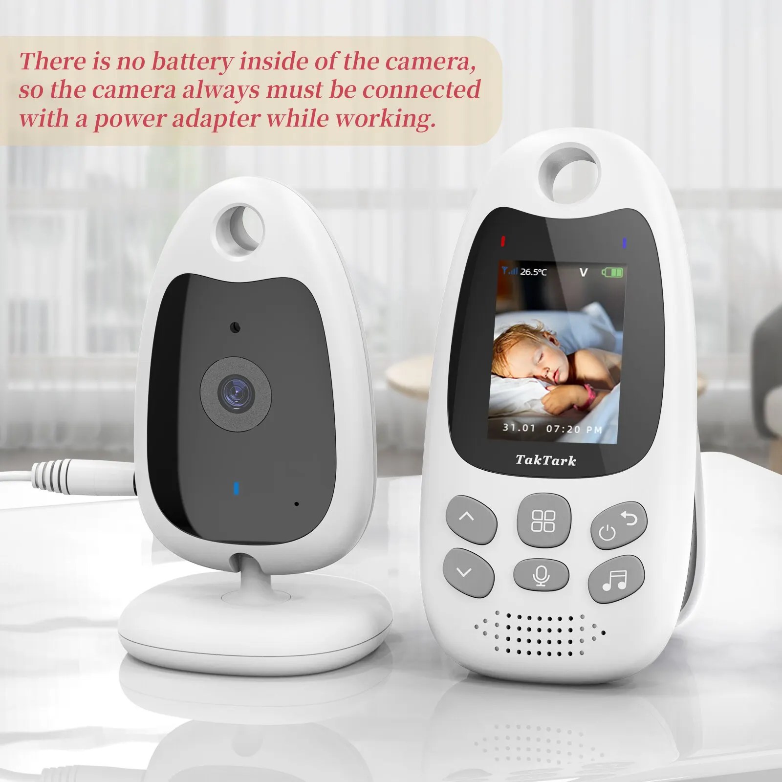 Wireless Video Baby Monitor Security Camera With Two Way Talkback Temperature Monitoring Surveillance For Newborns For 2.0 Inch