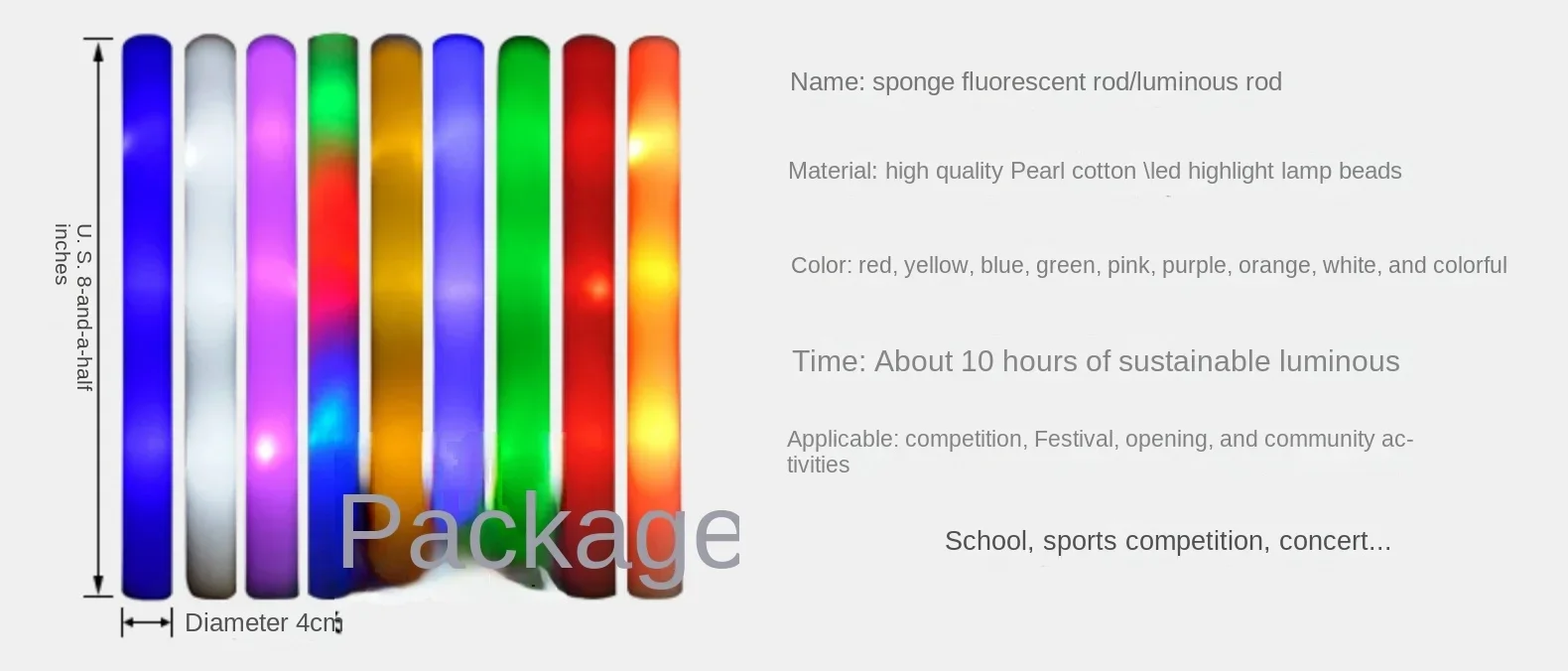 Schaumstoff-Leuchtstab, LED-Schaumstoffstab, im Dunkeln leuchtendes Partyzubehör, bunter Leuchtstab für Hochzeiten, Abschlussfeiern, Get-togethers – Detail 4