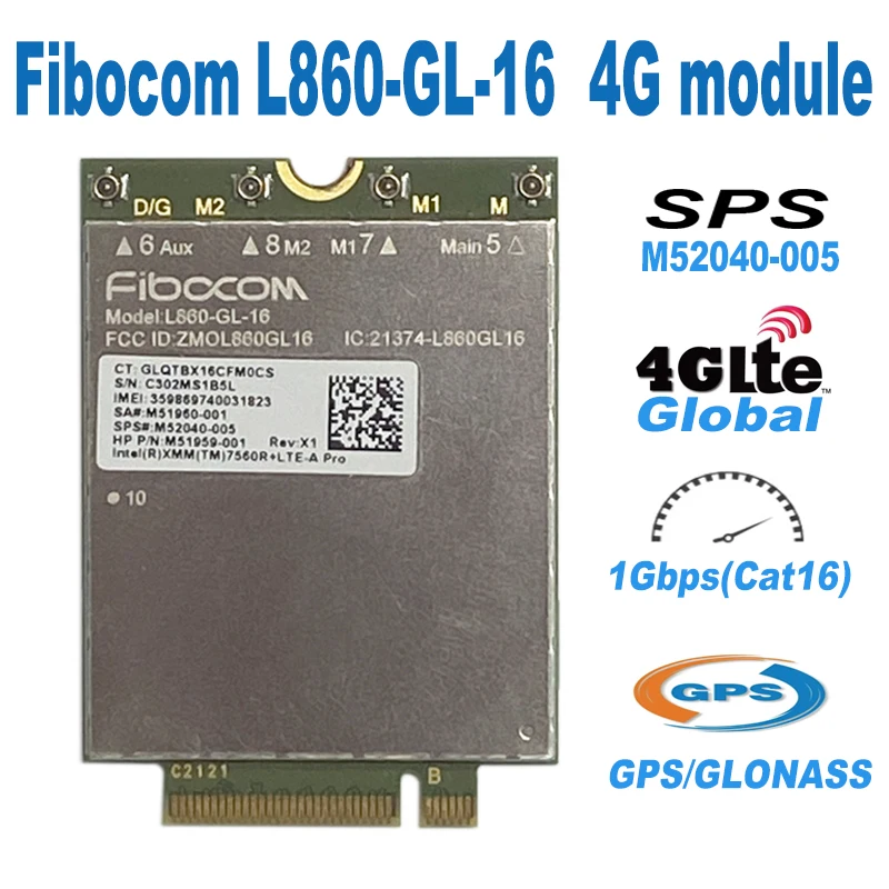 Módulo Lte Cat16 para 4g e 5g L860 gl 16 Sps M52040005 835 865 g9 X360 830 K445 K650 Elitebook860 Fibocom-l860-gl16