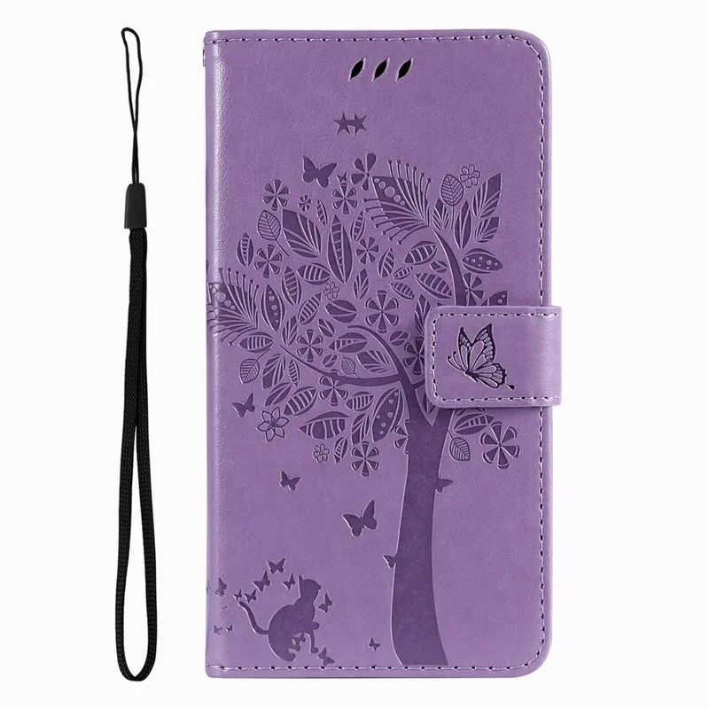 Charming Cat Tree Wallet Case with Card Slots and Protective Cover