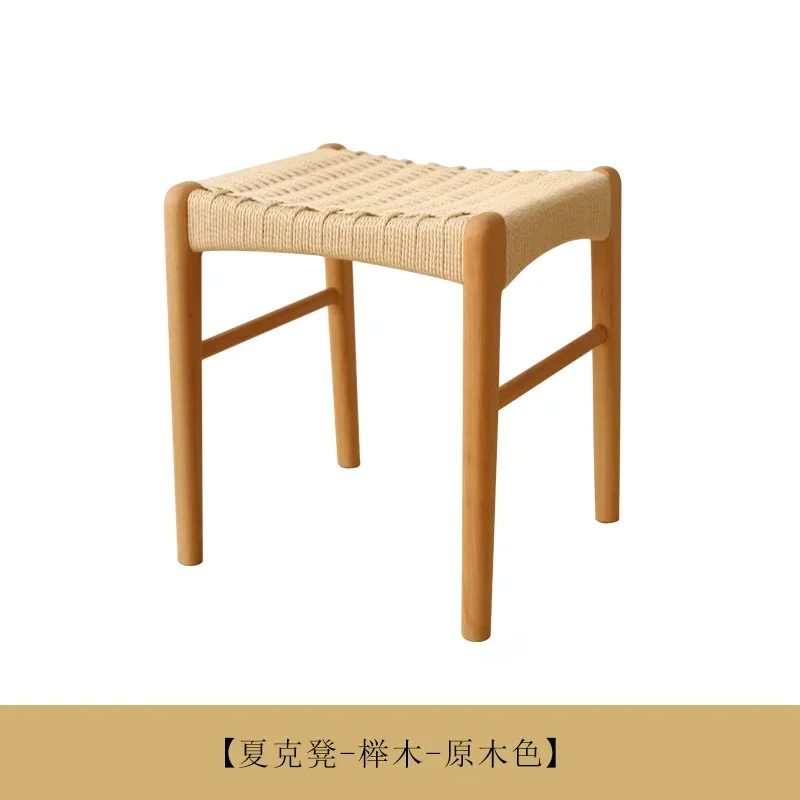 Zhiyin Vintage Solid Wood Square Stool Household Dining  Rope Replacement Shoe  Cherry Wood Middle Age  Vintage F