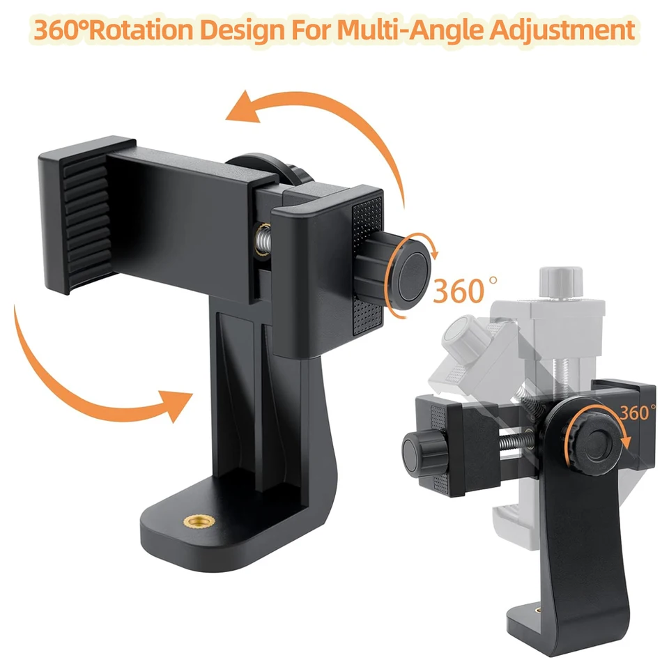 Mobile Clip Tripod Phone Mount 1/4" Rotatable Adjustable Holder Adapter For Samsung IPhone Huawei Realme Smartphones_voghion.com