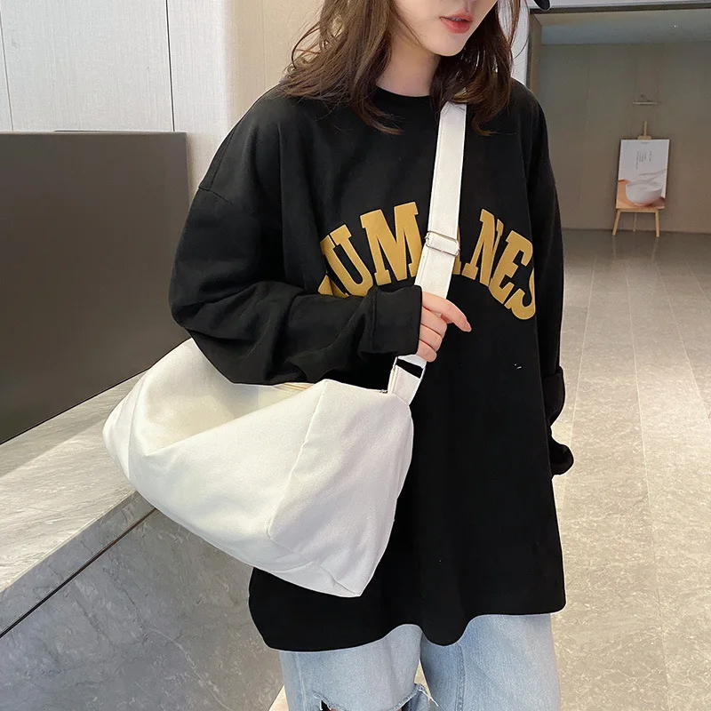2023 Spring and Summer New Canvas Bag Women's One Shoulder Large Capacity New Fashion Cute Solid Color Women's Crossbody Bag