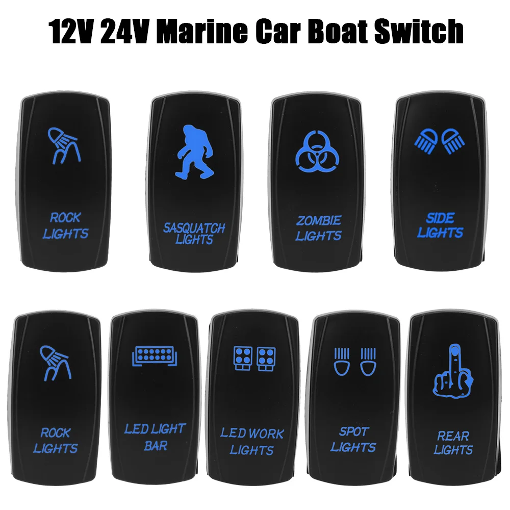 Spst Carling Switch Waterpoof On-Off Blue Led 1Pc 5 Pin Marine Switch Car Boat Truck Interruttore A Bilanciere 12V 24V
