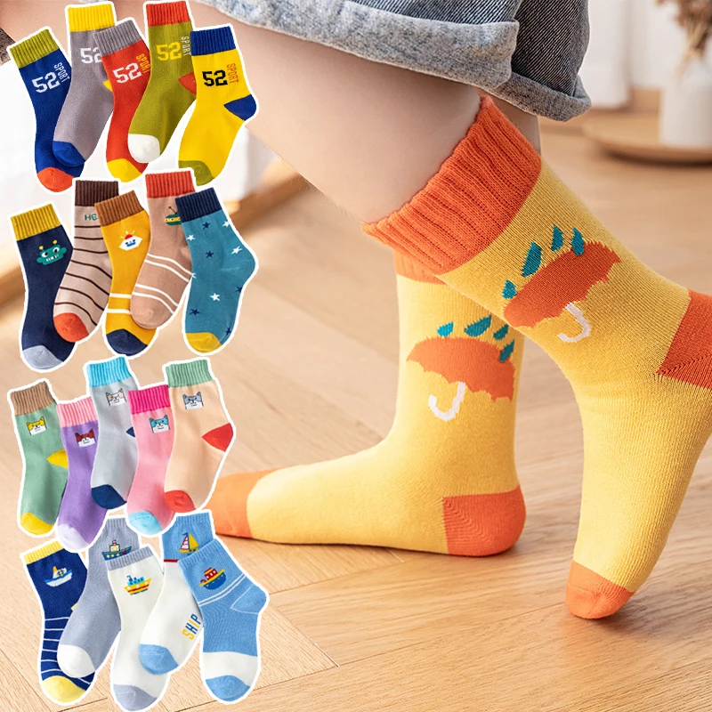

Летние носки для мальчиков 5 пар, летние детские носки для маленьких мальчиков и девочек, хлопковые носки в полоску с мультяшным рисунком, бриллиантовые носки для мальчиков