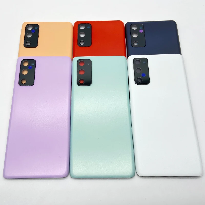 Задняя крышка батарейного отсека для SAMSUNG Galaxy S20 FE s20fe, задняя панель корпуса, корпус шасси, запасные части с объективом камеры для S20 FE