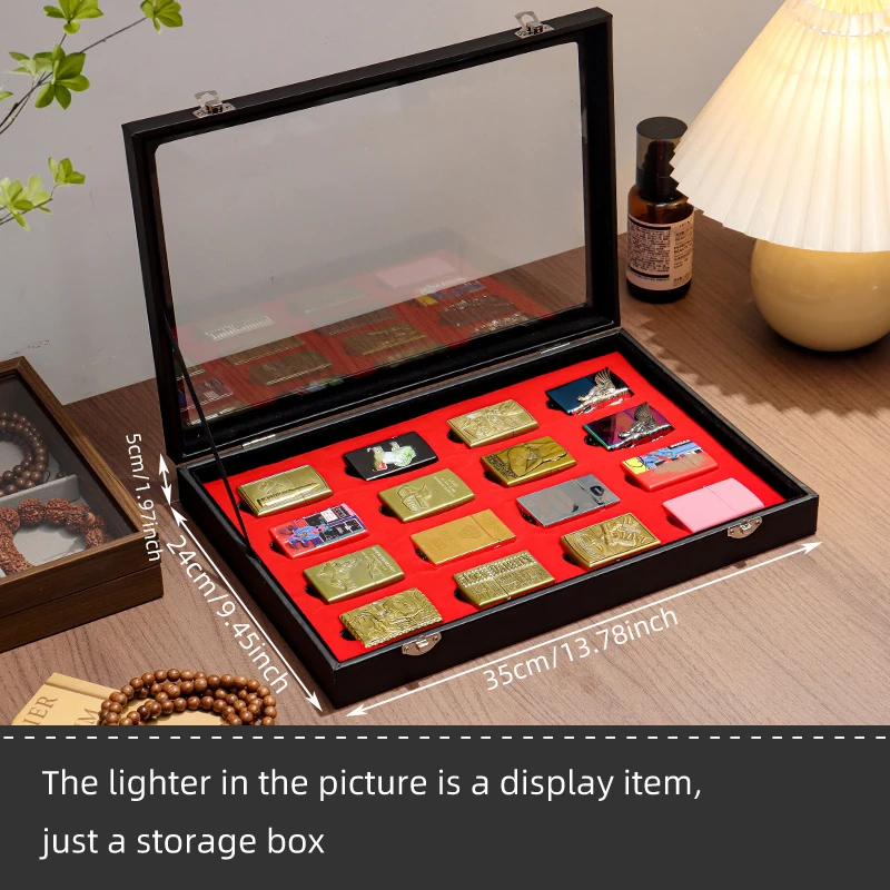 Lighter storage box, multi compartment lighter display rack, vintage windproof lighter collection box