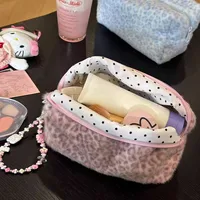 Cute Plush Leopard Travel Cosmetic Lipstick Brush Portable Storage Bag Women Makeup Handbags Wallet Pouch Make Up Bags Organizer 2