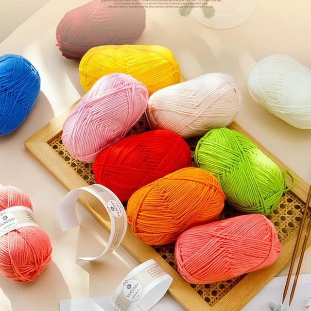 5 Strands of Milk Cotton Acrylic Yarn Large Mini Yarn Skeins