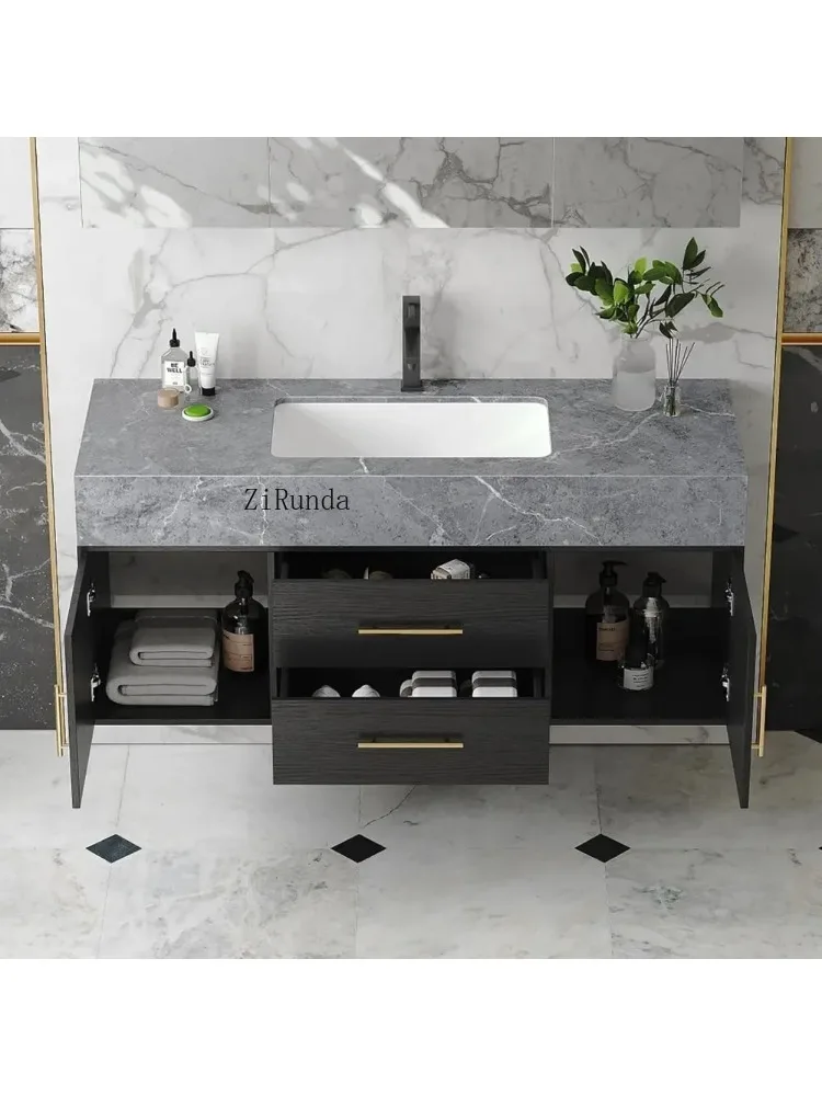 Vanitys-Floating bathrobe set, 39" modern furniture, white color, on the top stone wall, color n