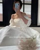 XPAY Simple A Line Taffeta Korea Wedding Dresses Customised Puff Short Sleeves Corset Back Bridal Gowns Photo shoot Plus Size 2