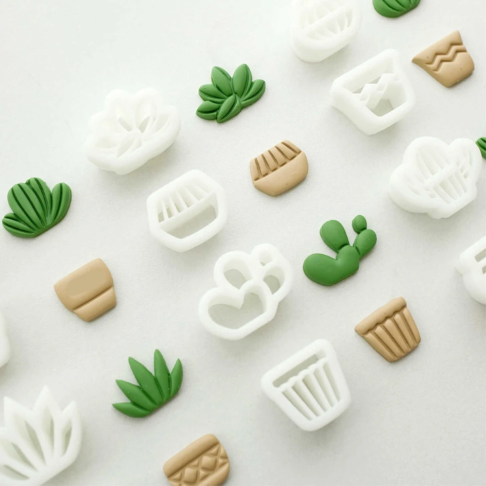 12-teiliges Set Tropische Topfpflanzen Ausstechformen aus Polymer Clay, Kaktus- und Sukkulenten-Formen für Ohrringe, Schmuckherstellung, Geschenk für Handarbeitsliebhaber – Detail 5