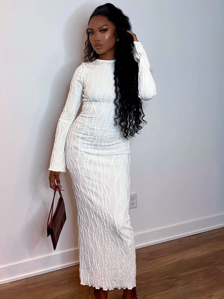 

Bolopi White Elegant Long Dress 2023 Women Party Prom Formal Occasion Y2K Outfits Streetwear Slim Patchwork Long Sleeve