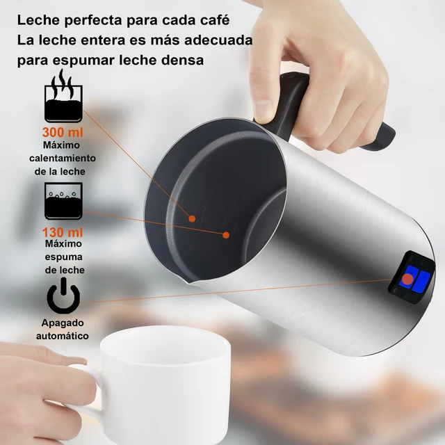  Espumador de leche multifunción 4 en 1, espumador para café,  vaporizador de leche eléctrico para espumar y calentar leche, espumador de leche  eléctrico para espuma fría y caliente, apagado automático y