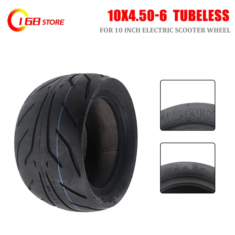 

High Quality TUOVT 10x4.50-6 Tire Tubeless Wear-Resistant Fat Tyre for Electric Scooter 10 Inch Front Rear Vacuum Wheels Parts