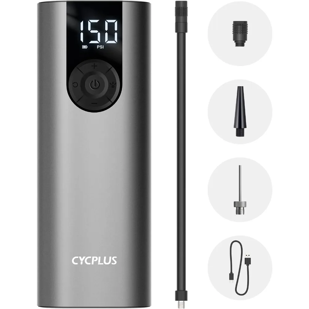 

Портативный воздушный компрессор CYCPLUS, 150 фунт/кв. Дюйм, с цифровым ЖК-экраном, манометр, электрический воздушный насос
