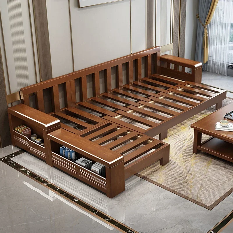 new Chinese solid wood sofa living room all new solid wood furniture modern simple fabric original sofa