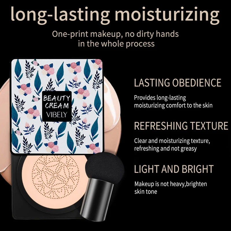 1/3pcs Waterproof Brighten Foundation Magic Foundation Mushroom Head Air Cushion CC Cream Cream Women Base Makeup Face Cosmetics