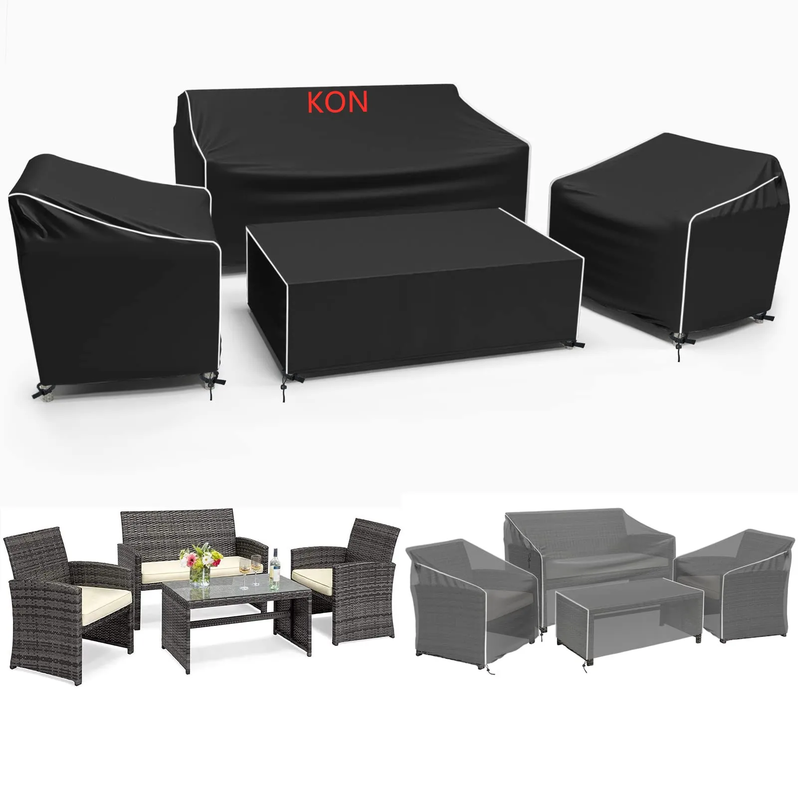 

KON Single: Length 79x width 69x height 77cm*2 Double: length 130x width 69x height 77cm*1 Table: 89x wide 51x high 33cm*1
