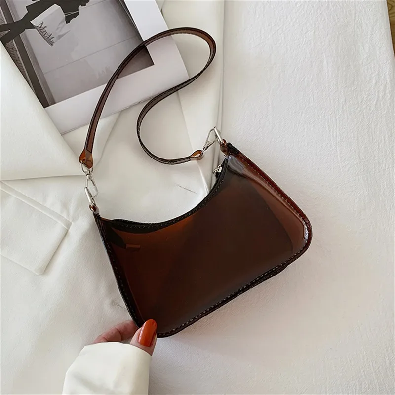 Clear Jelly Shoulder Bag For Women, Y2K Small Zipper Underarm Purses & Fashion Handbag 10