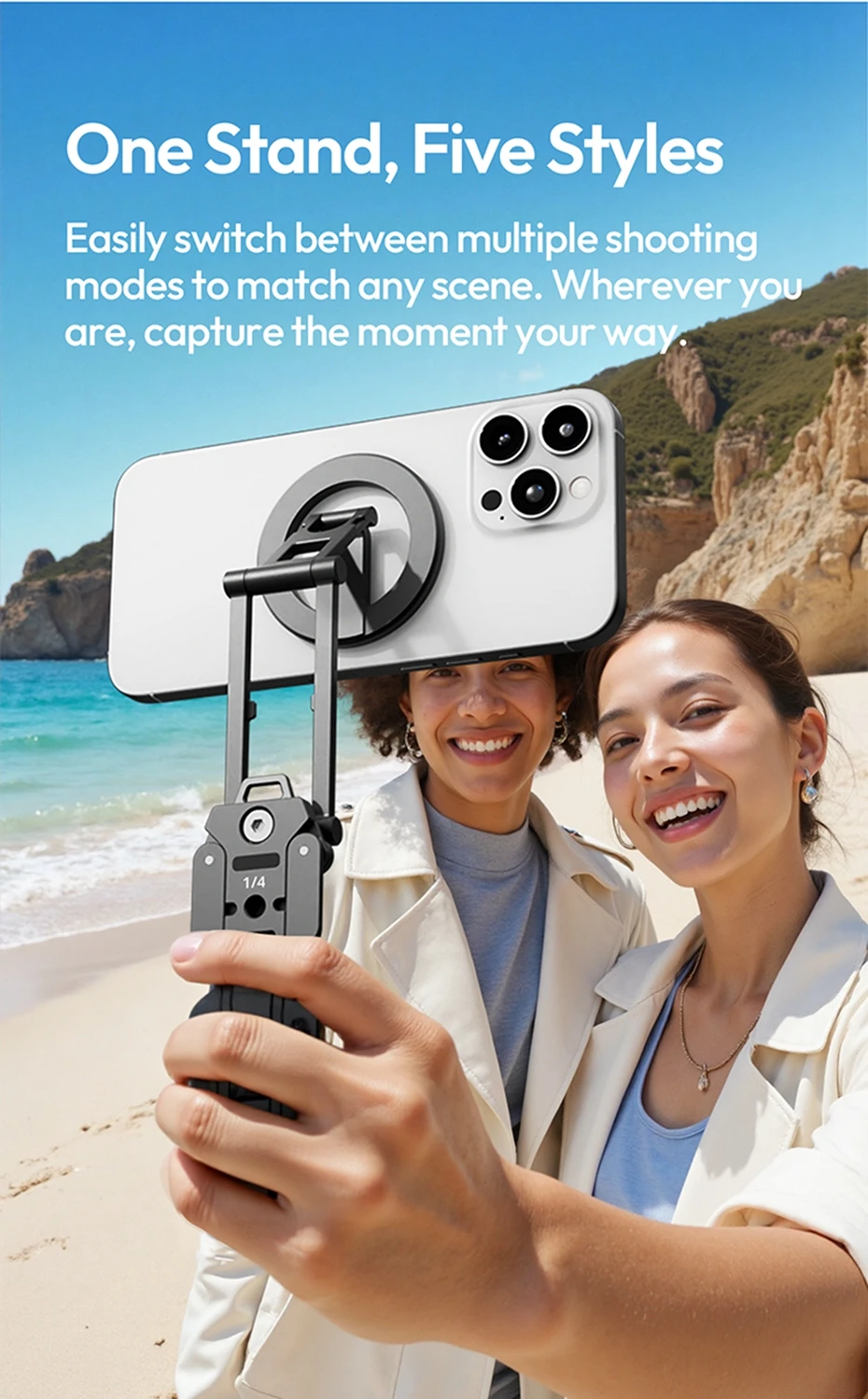 Foldable Phone Stand with Magnetic Ring / Phone Clip Mount Tripod Selfie Mantis