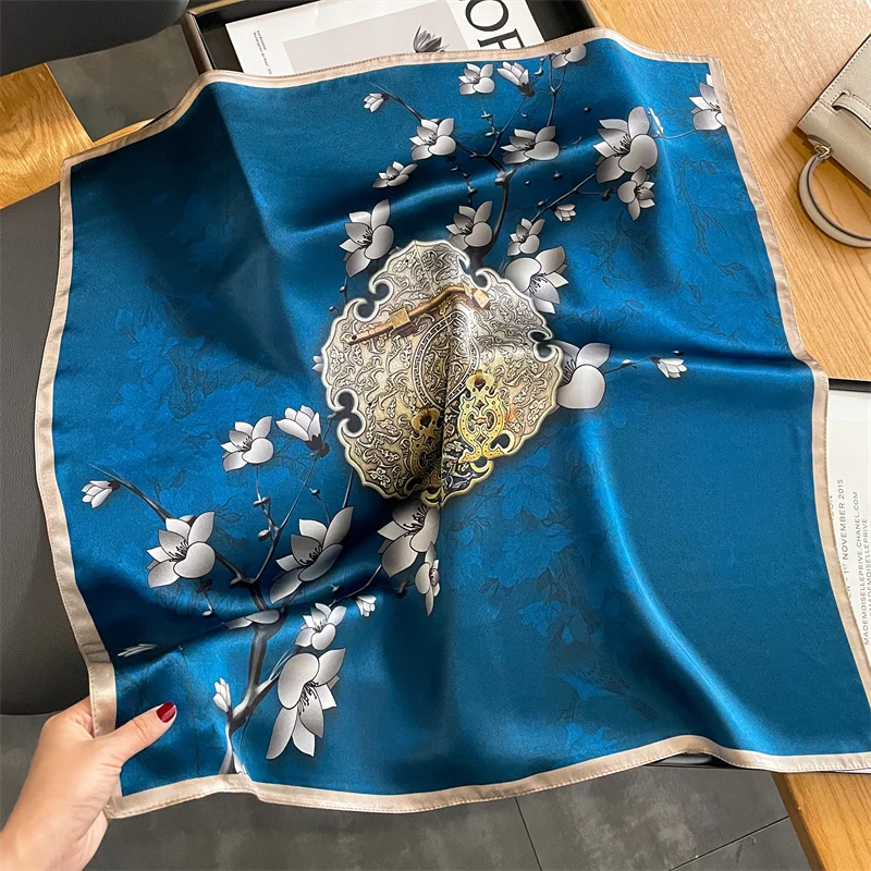 100% Real Silk Scarf New 70CM Natural Shawl Wraps Women Ladies Fashion Scarves Foulard Bandana Square Headband Hijab Pashmina 3