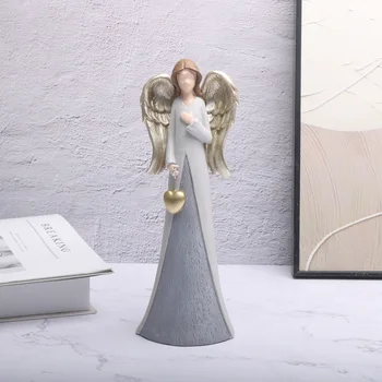 Figurine d'ange de bénédiction en résine, 1 pièce, décoration intérieure polyvalente pour noël, mariages et maison |   Sculpture abdominale durable |   Pas d'électriences 1