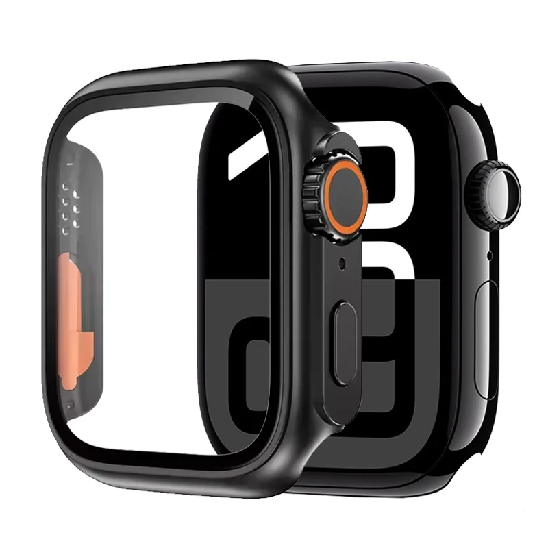 Vidro + capa para apple watch 11 10 46mm 42mm 9 8 7 45mm 41mm protetor de tela mudança ultra 3/2/1 capa amortecedora iwatch 6 5 4 se 44mm