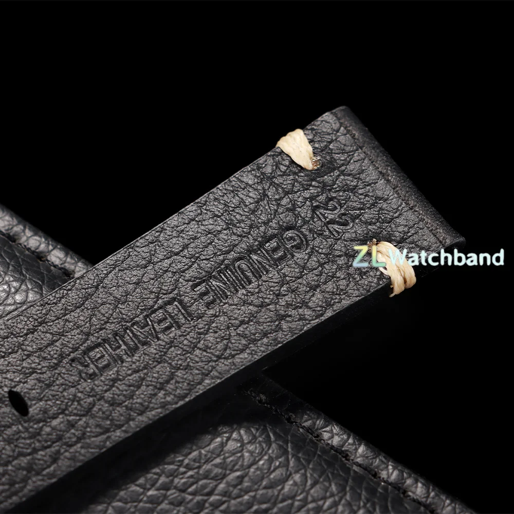 Vintage Genuine Cowhide Leather Watch Band with Metal Buckle