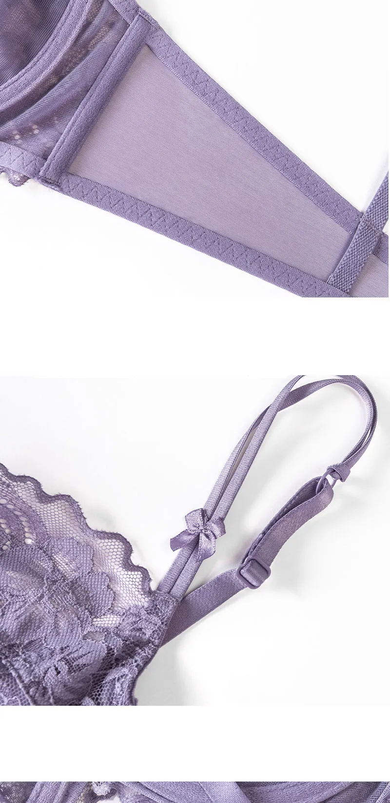 Logirlve Damen-Set, sexy, atmungsaktiv, ultradünn, Push-up-BH mit Spitzenhöschen, elegante Unterwäsche für den täglichen Gebrauch – Detail 4