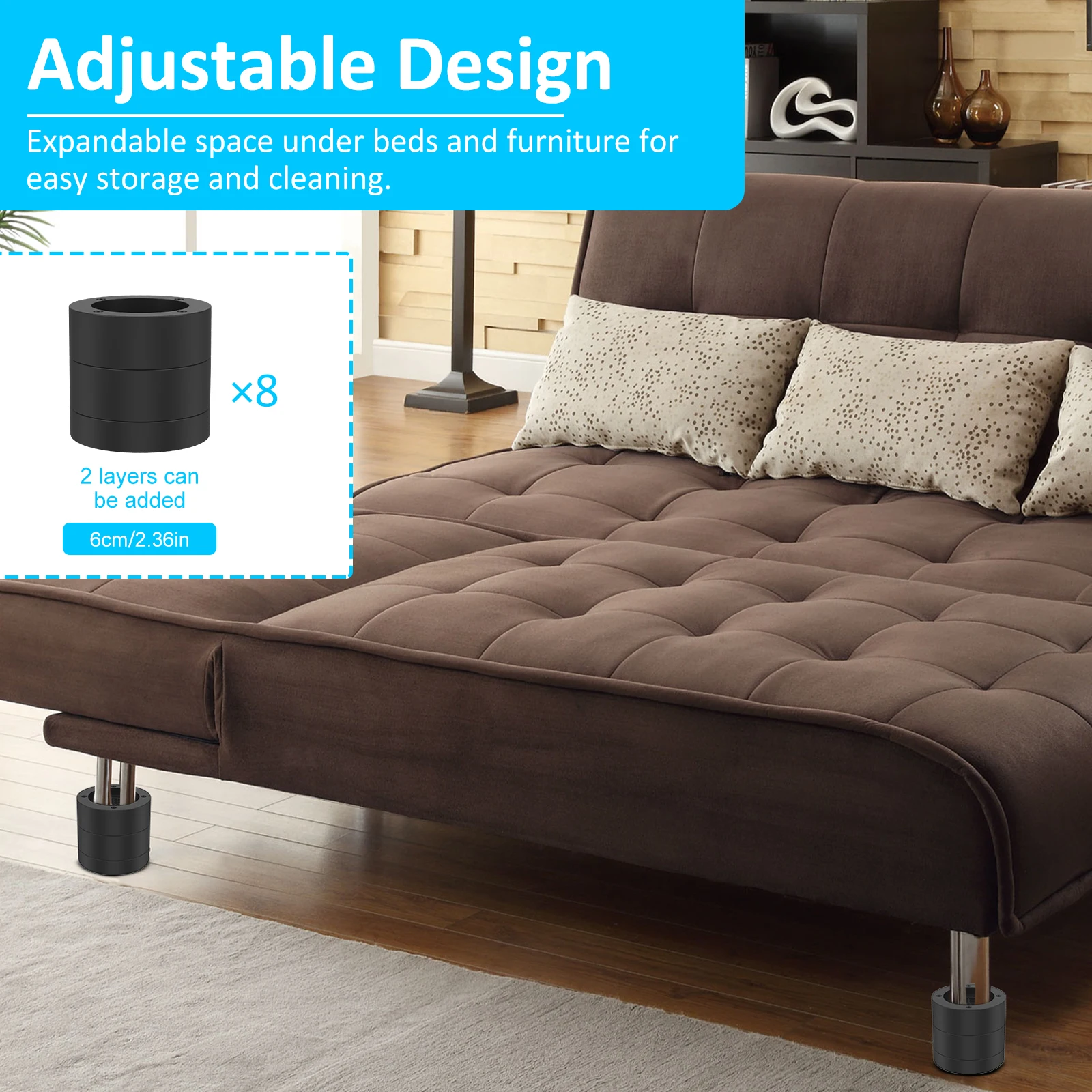 4/8Pcs Round Foot Pad Universal Furniture Riser Heavy Duty Sofa Cabinet Leg Lift Double Layer Protector Furniture Accessories