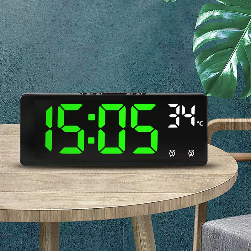 Smart LED Digital Alarm Clock with Temperature Display and Dual Alarm Snooze Function, Night Mode, 12/24H Format