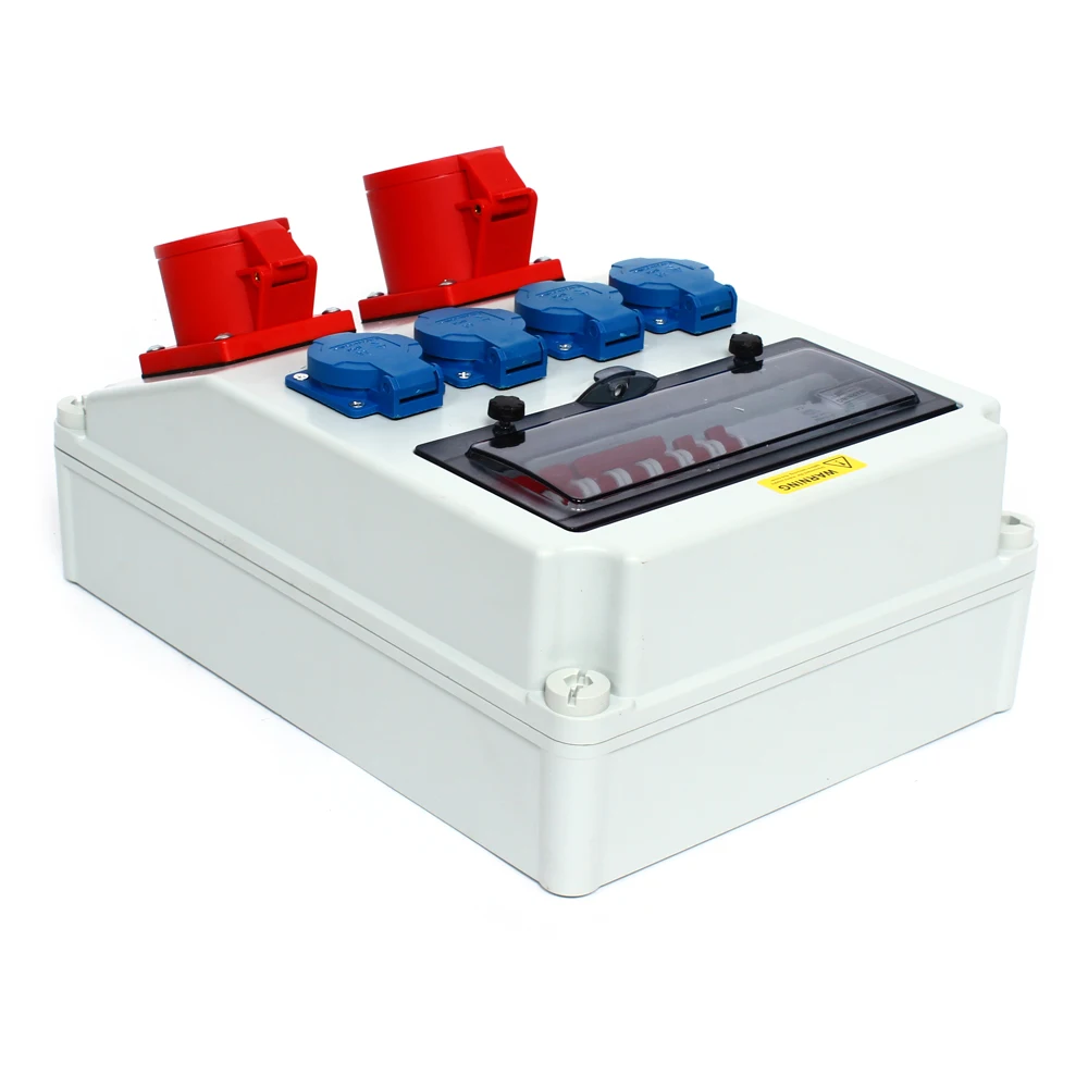 Ein-/dreiphasiger Stromverteilerkasten zur Wandmontage, Steckdosenkasten für elektrische Leistungsschalter, IP44, wasserdichter Verteilerkasten, AC 250–380 V – Detail 9