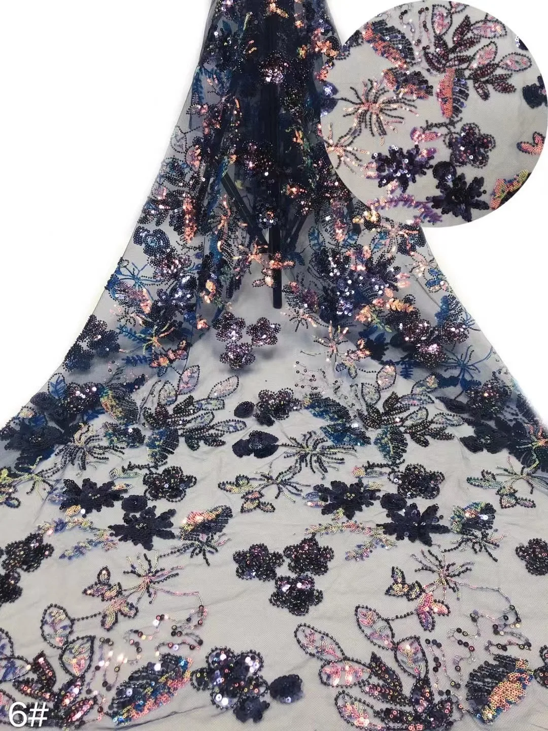 

Crystal Sequin embroidered fabric African Nigeria Lace With beads French tulle net lace for Evening dresses.weddings Party