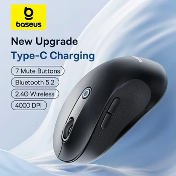 【New Upgrade】Baseus Rechargeable Wireless Mouse Type-C Charging Bluetooth 5.2 4000 DPI Computer Laptop Mute Mice Ergonomic Mouse 1