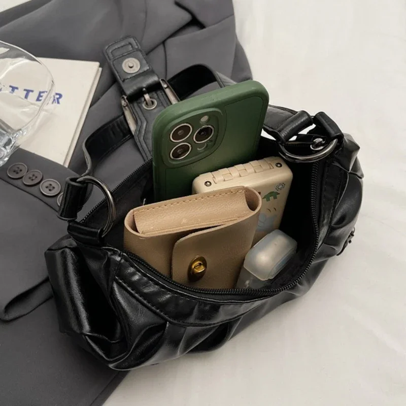 Maillard Style Retro Pleated Women's Shoulder Bag Fashion Spicy Girl Y2K Armpit Bag 2026 Hot Selling Trendy Handbag Hobo Bag