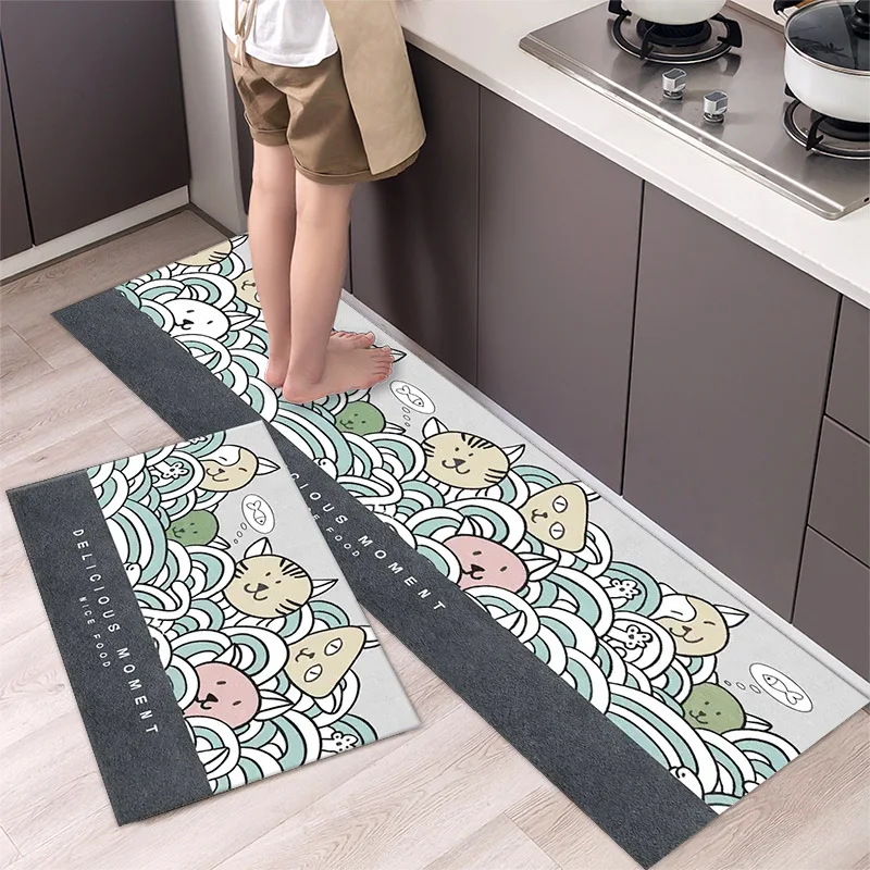 thumbnail image 1 of Alfombra de cocina antideslizante moderna para el hogar, alfombra suave de dibujos animados simple a la moda, alfombra de baño de tira larga, felpudo de entrada lavable y duradero, 1 of 4