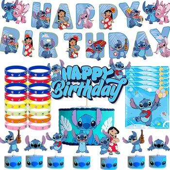 Disney Lilo and Stitch Birthday Party Decorations Angle Balloons Blue Plate Napkin Cups Straw Gift Bags for Baby Shower Supplies