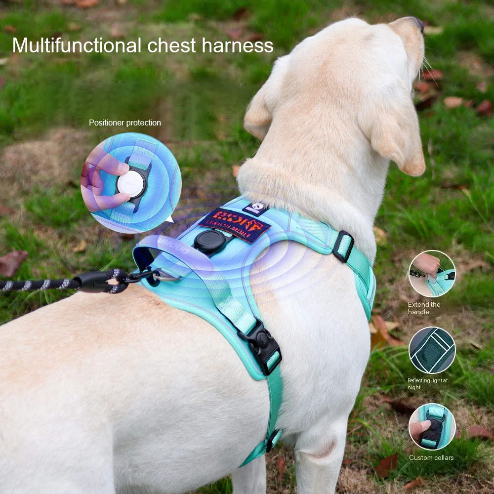 Reflective Escape-Proof Dog Harness with Airtag Holder and Breathable Mesh